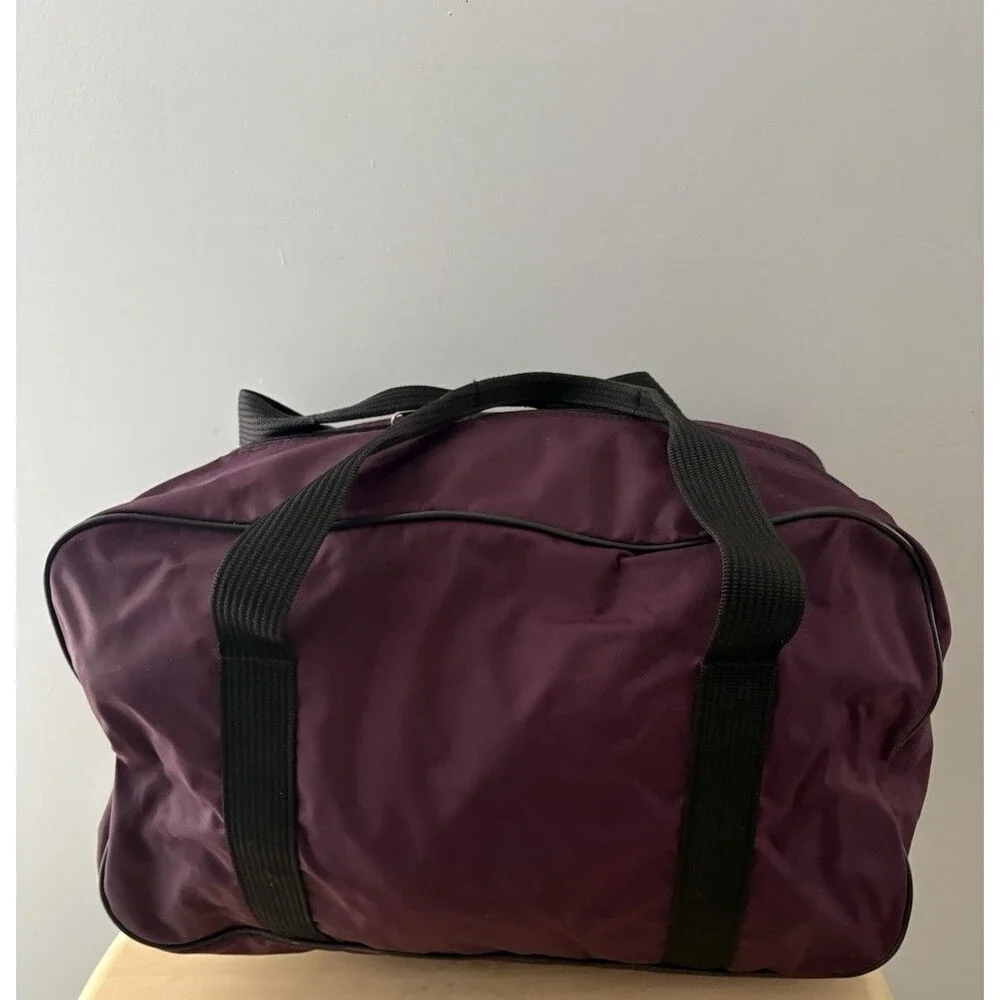 Vintage 80s 90s NIKE Duffel Bag Deep Purple Spellout Big Check Workout Retro